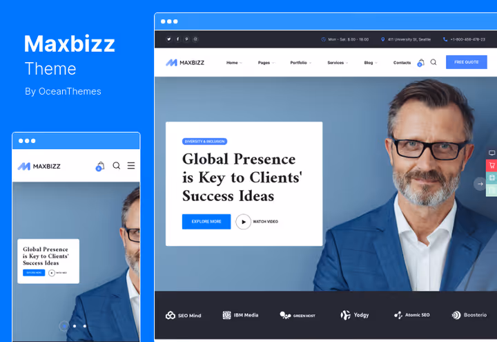 Тема Maxbizz на Elementor з кастомним хедером і sticky-меню