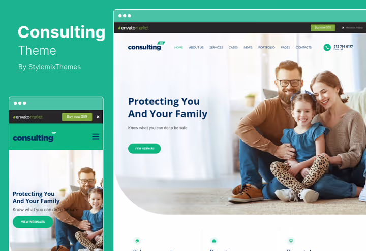 Тема Consulting з великим анімованим слайдером та інтеграцією Google Maps