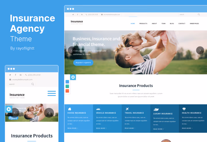 Тема Insurance Agency з анімованими слайдерами та WooCommerce