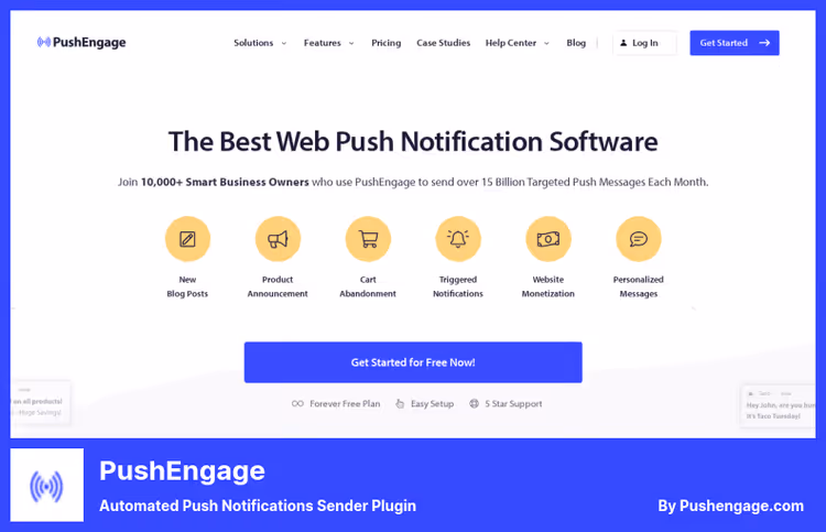 PushEngage campaign dashboard with graphs and segments