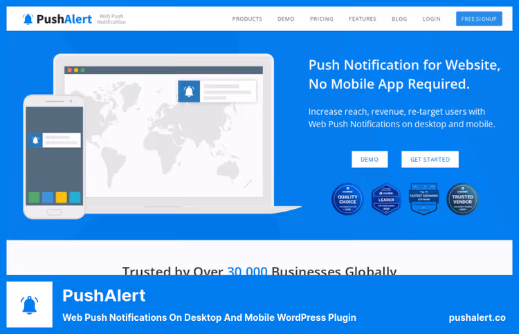 PushAlert control panel with campaign settings