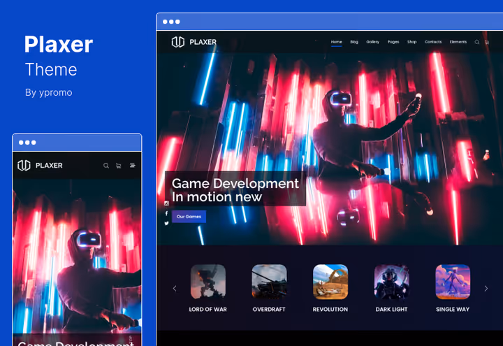 Plaxer-tema for e-sport og strømming på WordPress