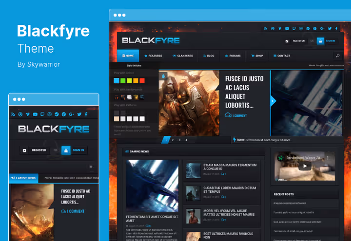 Blackfyre-tema for å skape et spillfellesskap på WordPress