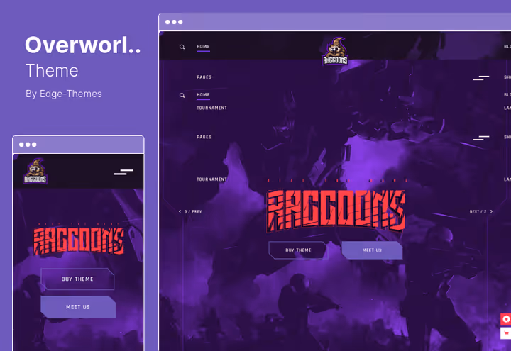 Overworld-tema for e-sportmagasiner og turneringsportaler