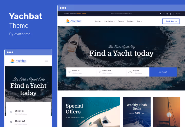 Тема Yachbat для яхт-клубів та оренди човнів