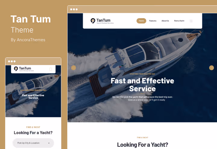 Дизайн теми TanTum для прокату човнів і скутерів