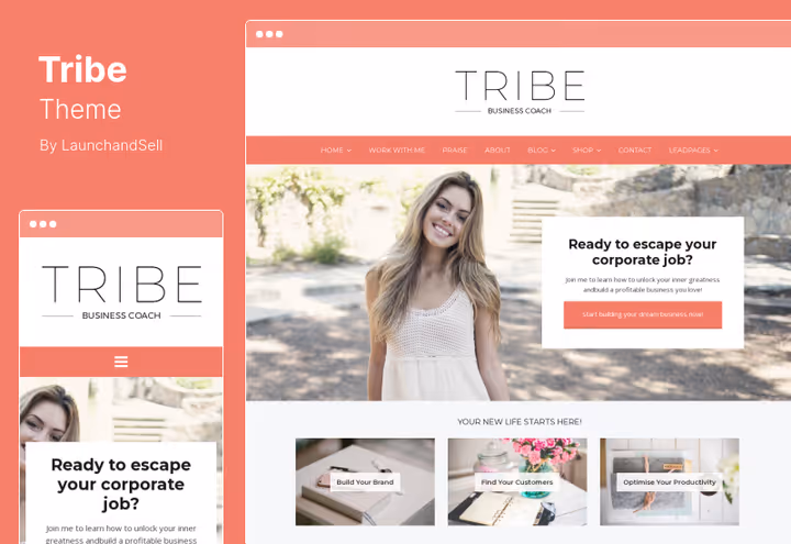Tribe theme, coaching and consulting WordPress with sales funnel