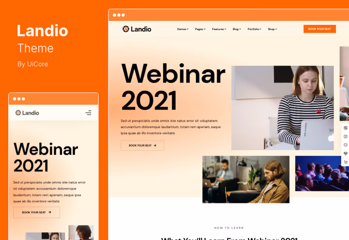 Landio theme, multi-landing page with pop-up builder