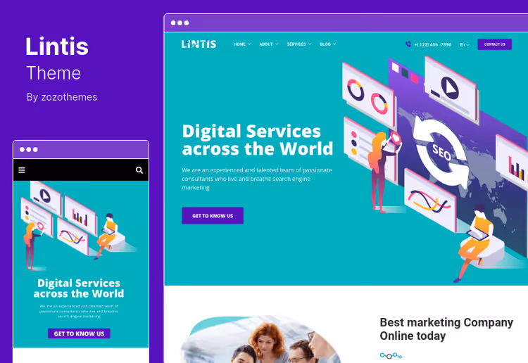 Lintis theme, SEO agency WordPress on Bootstrap