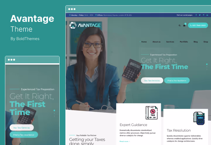 Avantage theme, consulting WordPress with RTL support