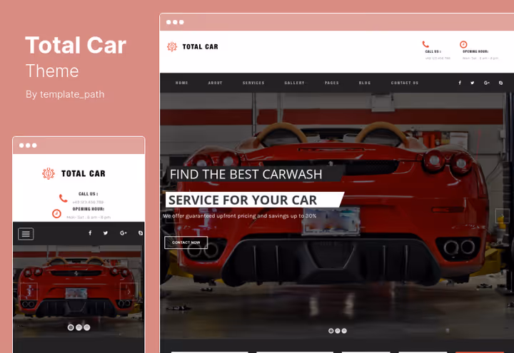 Тема Total Car, дизайн сайту автосервісу з формою запису