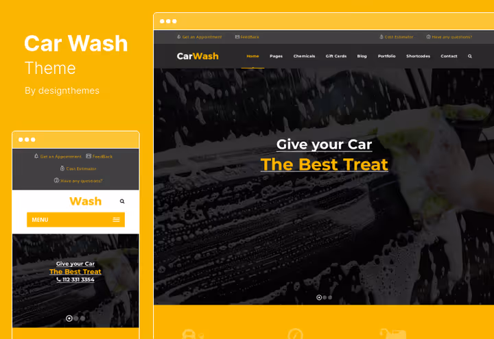 Тема Car Wash, сторінка автомийки з галереєю до і після