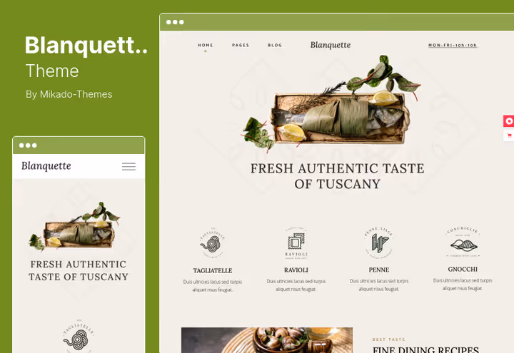 Blanquette tema kokkeside for fine dining-restaurant