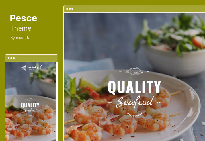 Тема Pesce, ресторан морепродуктів на Elementor