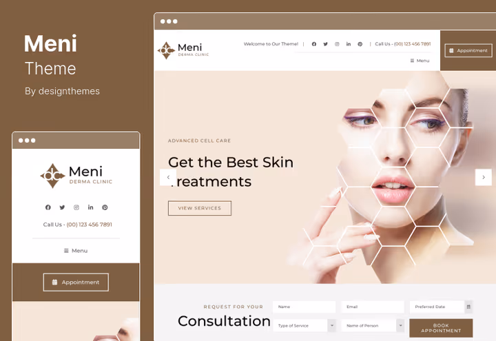 Meni WordPress teema enne/pärast galeriiga dermatoloogiale