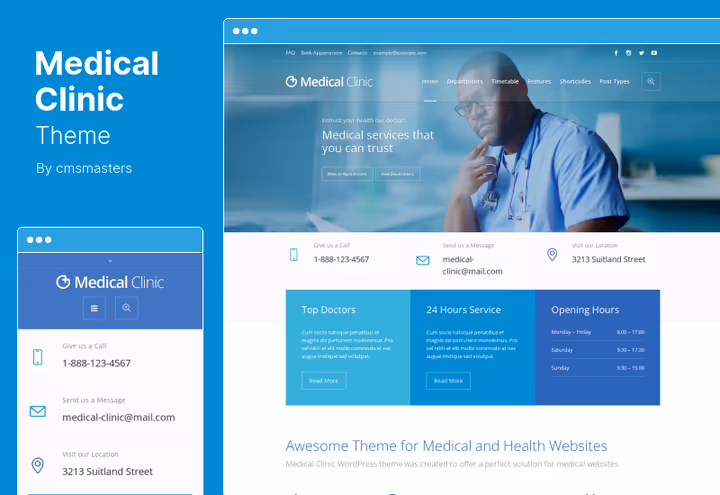 Medical Clinic WordPress teema peremeditsiinile ja hambaravile