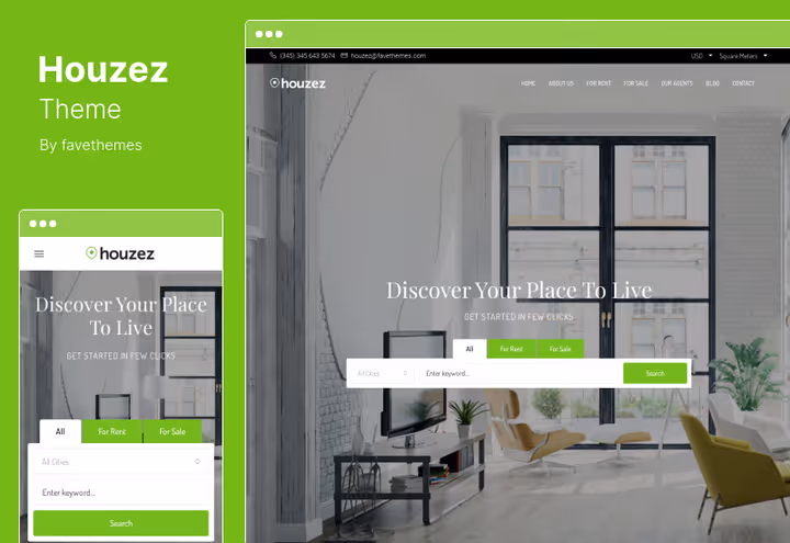 Houzez property catalog page with filters and booking calendar