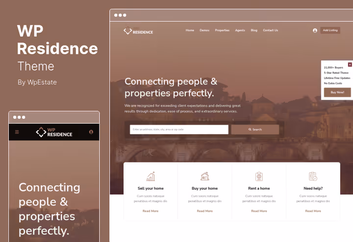 WP Residence property card template with listing packages and expiration date