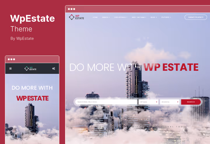 WpEstate search page with Google Maps integration and custom fields