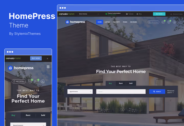 HomePress property card template with uListing plugin for inventory