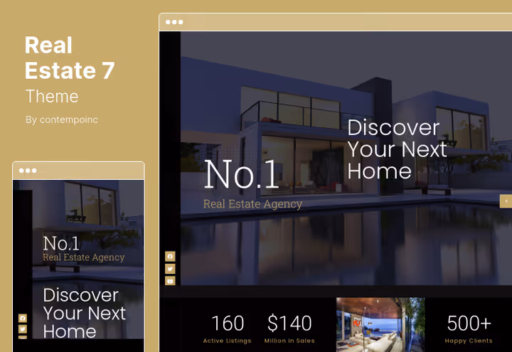 Real Estate 7 homepage with IDX integration and CRM for realtors
