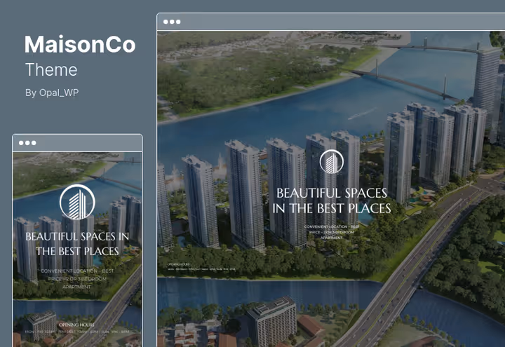 MaisonCo homepage with dynamic nearby places feature and booking form