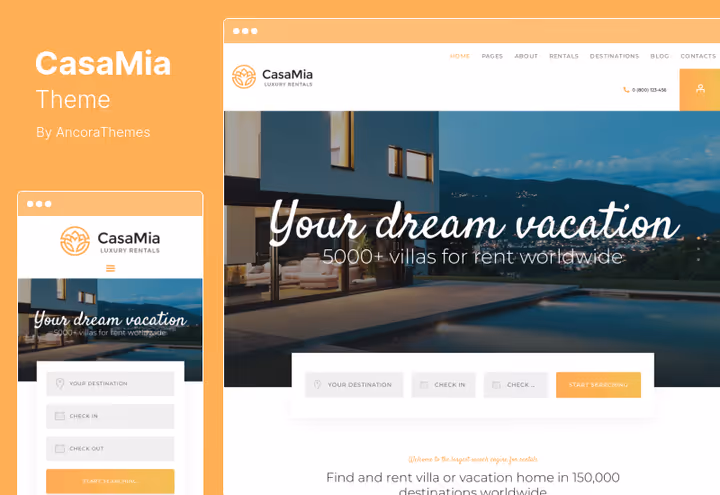 CasaMia rental template with WooCommerce and Ajax property search