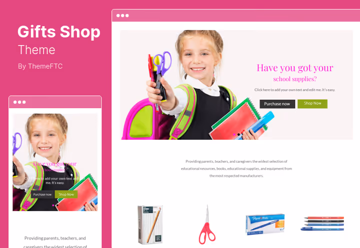 Тема Gifts Shop, вітрина сувенірного магазину зі слайдером WooCommerce