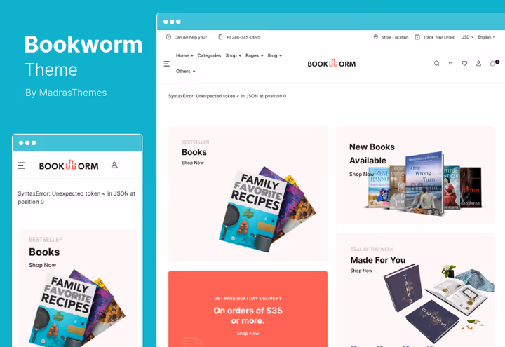 Тема Bookworm, книжковий магазин WooCommerce з кількома стилями шапки