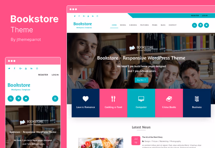 Тема Bookstore, адаптивний магазин WooCommerce для книг і канцтоварів
