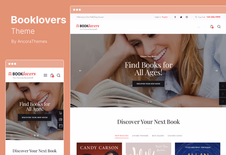 Тема Booklovers, видавництво та книжковий магазин із доставкою eBooks