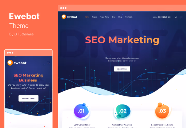 Ewebot teema Elementori leheehitajaga SEO- ja digiagentuurile
