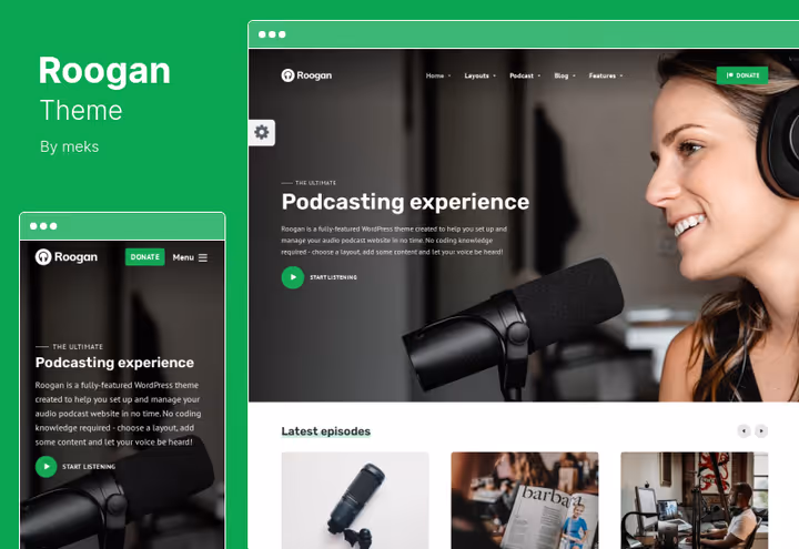 Roogan-podkasttemaside med episoder