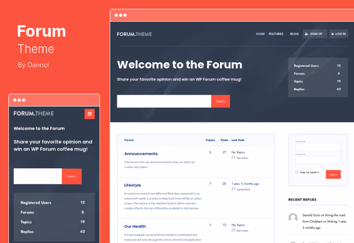 Тема Forum, класичний форум на bbPress з колірними схемами