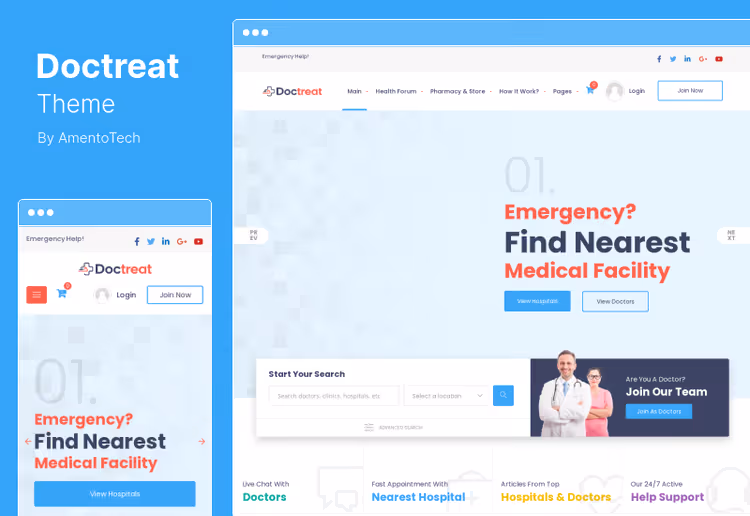Тема Doctreat, каталог лікарів з форумом на bbPress