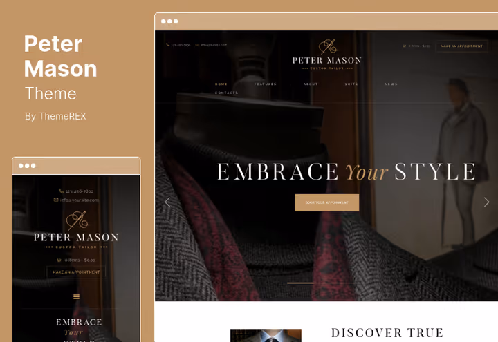 Peter Mason-tema hjemmeside for atelier