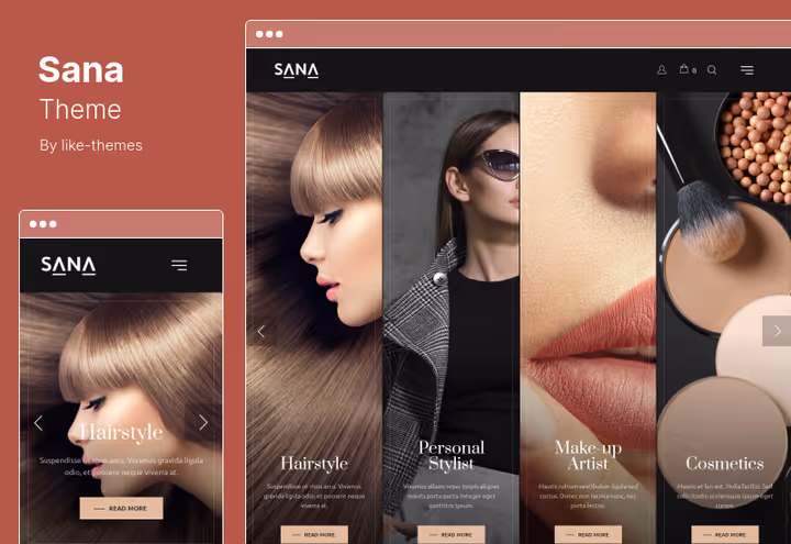 Stylistportefølje på Sana-tema med rulleanimasjon