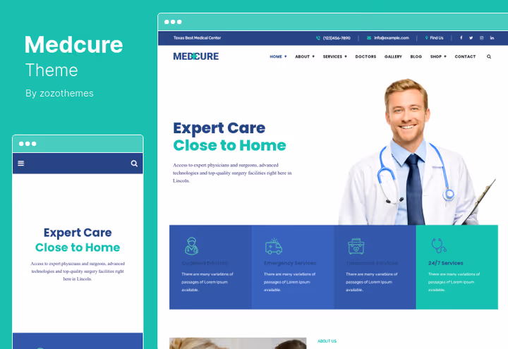 Tema Medcure em Bootstrap para um site médico