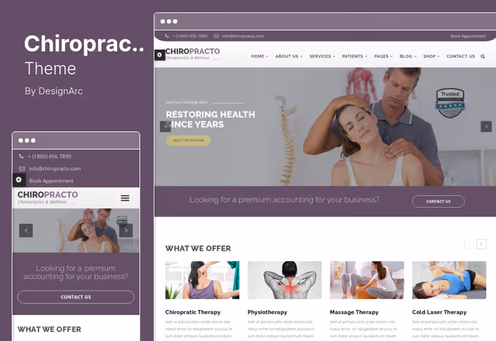Tema Chiropracto para um terapeuta manual com WooCommerce