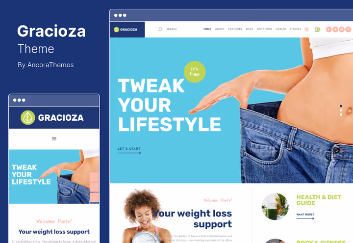 Tema Gracioza com WooCommerce e calculadora de IMC para um blog