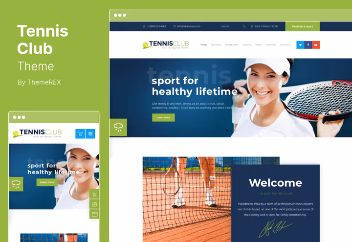 Tenniseklubi teema koduleht väljakute broneerimisvormiga