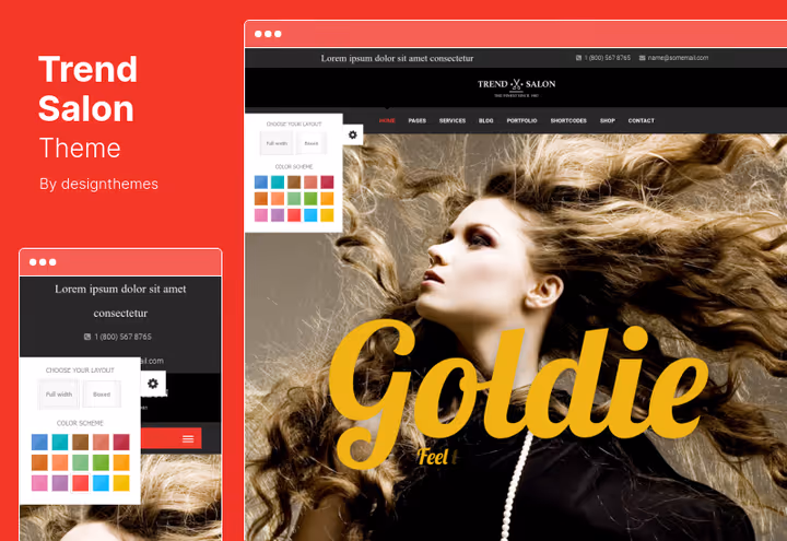Головний екран теми Trend Salon з формою запису для перукарні