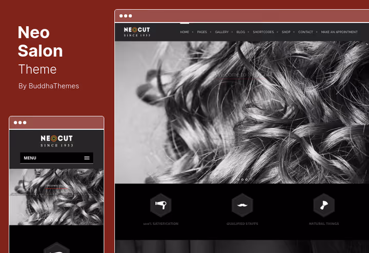 Тема Neo Salon для барбершопу, parallax-фон та sticky-меню
