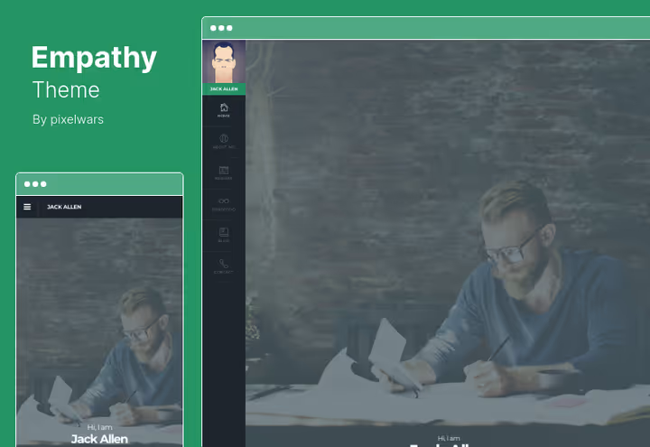 Empathy teema, vCard WordPress Live Customizeri ja animatsioonidega
