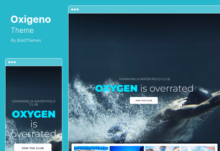 Oxigeno-tema demoside for idrettslag med spillerprofiler