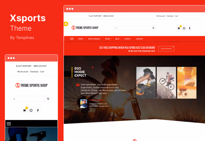 Xsports, WooCommerce-tema for ekstremsportbutikk