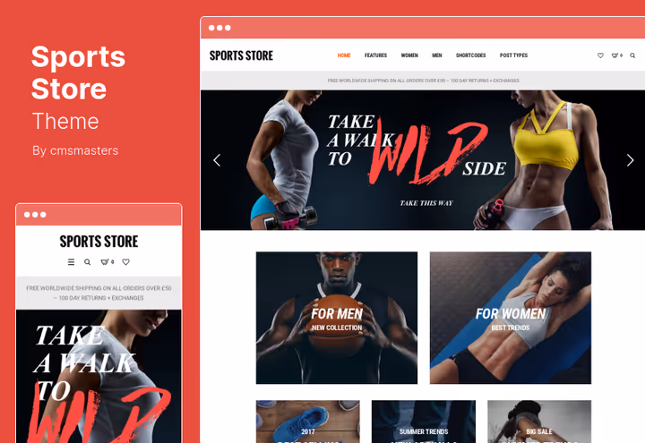 Sports Store, sportsbutikk-nettbutikktema med Revolution Slider