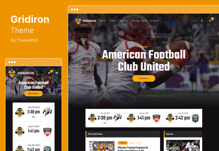 Gridiron, tema for amerikansk fotballside med WooCommerce