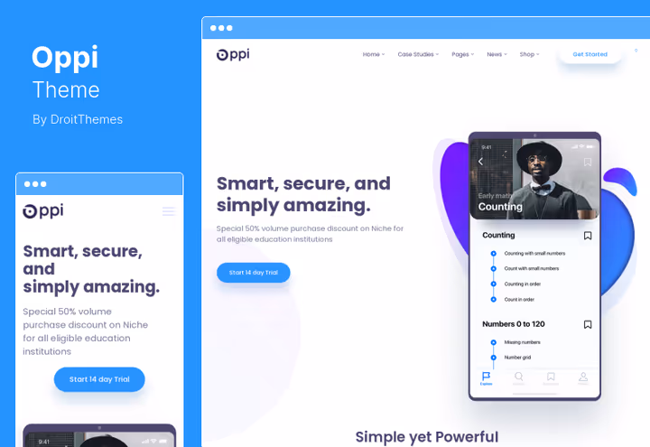 Демо теми Oppi, універсальний лендинг застосунку на Elementor