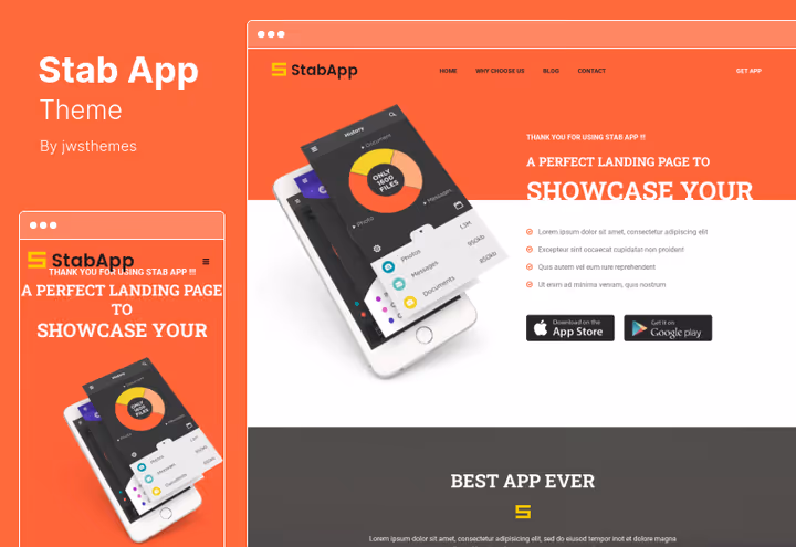 Демо теми StabApp, легка мобільна вітрина на Bootstrap